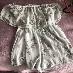 Green floral romper